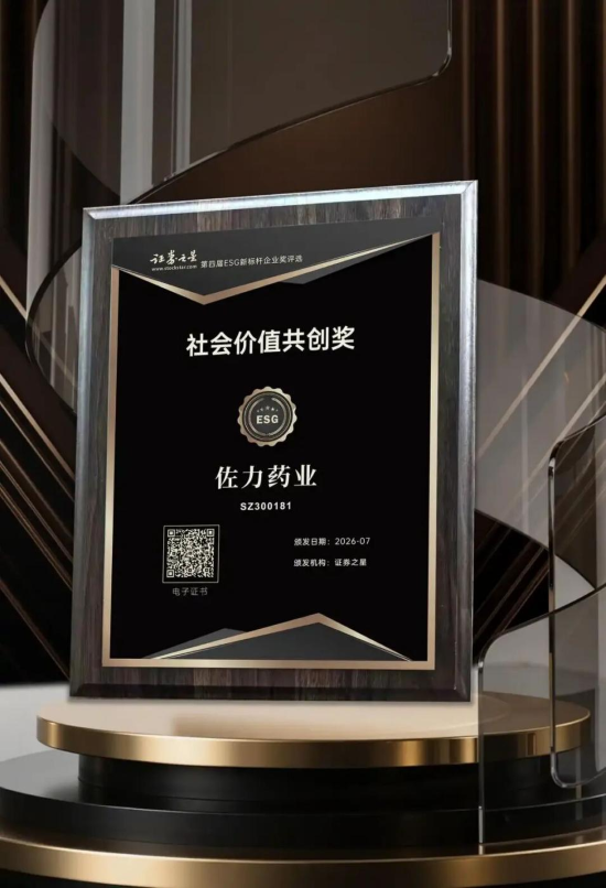 佐力药业荣获证券之星“社会价值共创奖”